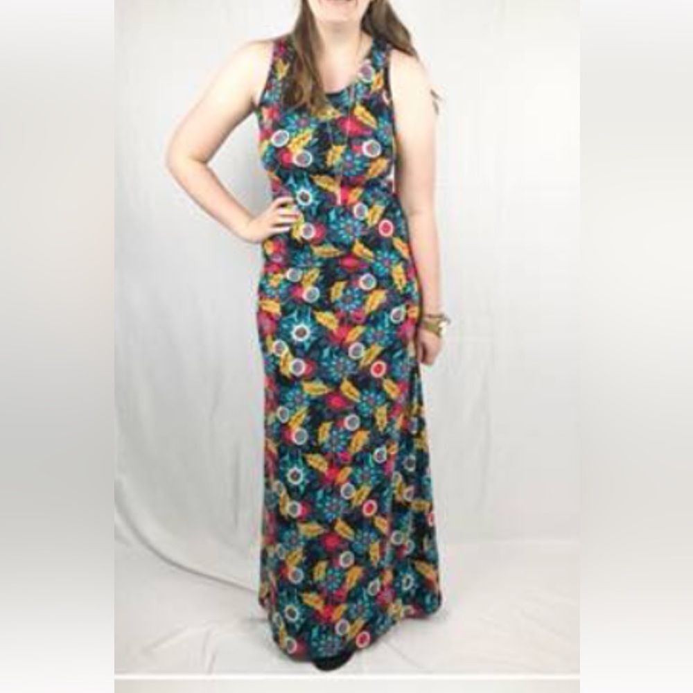 Lularoe Floral Print Dani Maxi Dress XL